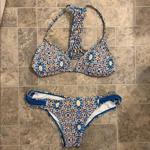 Blue floral swimsuit